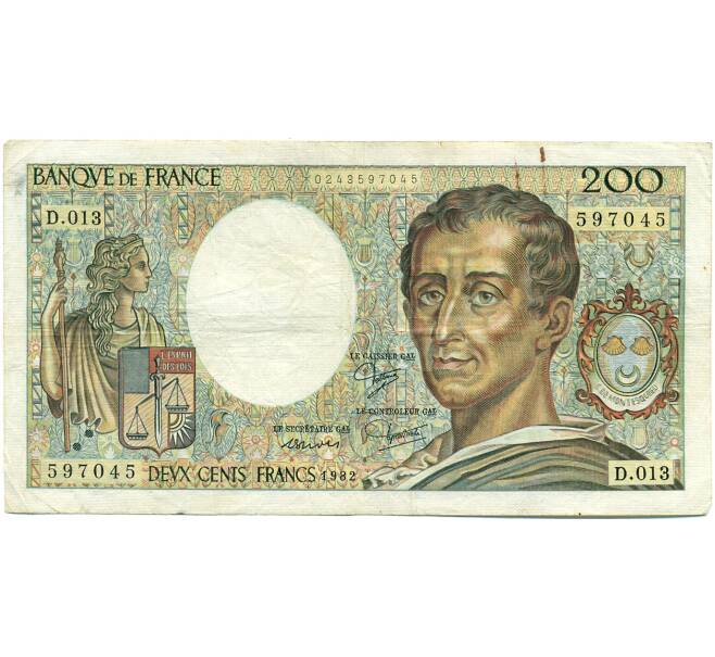 Банкнота 200 франков 1982 года Франция (Артикул: K10-9763) — Фото №1