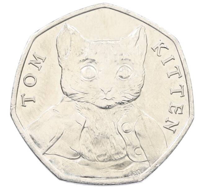 Монета 50 пенсов 2017 года Великобритания «150 лет со дня рождения Беатрис Поттер — Котенок Том» (Артикул: T11-29607) — Фото №1