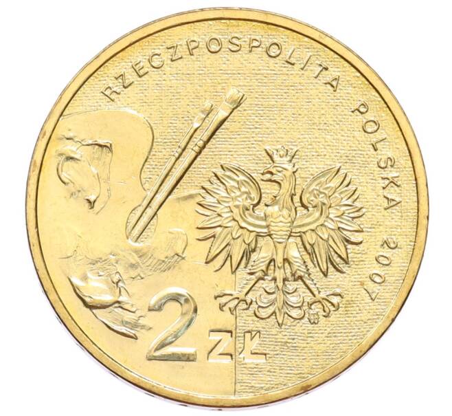 Монета 2 злотых 2007 года Польша «Художники Польши 19-20 века — Леон Ян Вычулковский» (Артикул: K10-10014) — Фото №2