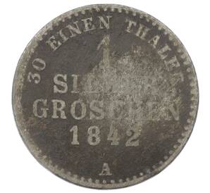 1 серебряный грош 1842 года А Вальдек-Пирмонт — Фото №1
