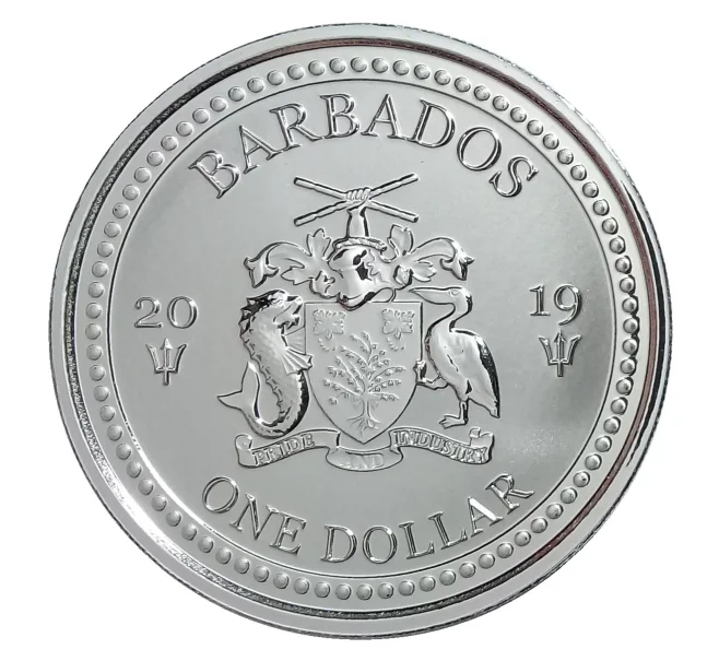 Монета 1 доллар 2019 года Барбадос — Летучая рыба (Артикул M2-33542)
