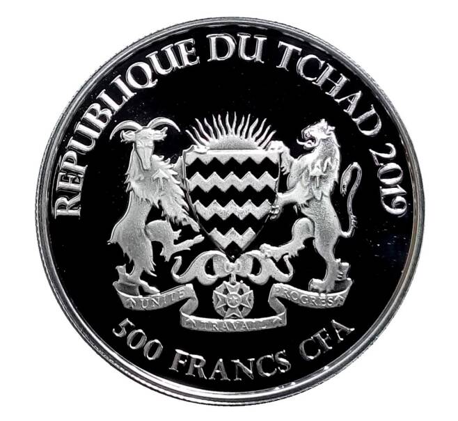 Монета 500 франков 2019 года Чад «Кельтские животные — Лиса» (Артикул M2-33543)