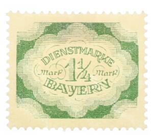 Почтовая марка 1.25 марки 1920 года Бавария