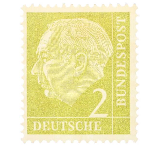 Почтовая марка 2 пфеннига 1954 года Западная Германия (ФРГ) «Теодор Хойс» (Артикул: K12-73481) — Фото №1