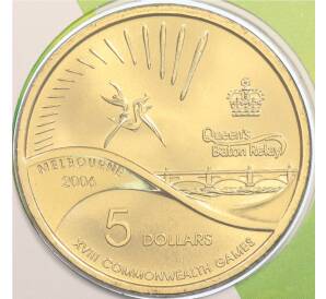 5 долларов 2006 года Австралия «XVIII Игры Содружества — Эстафета Королевы» (в конверте с маркой) — Фото №1