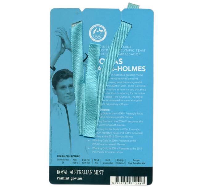 Монета 1 доллар 2016 года Австралия «XXXI летние Олимпийские Игры Рио-де-Жанейро 2016 года» (синий блистер) (Артикул: M2-91379)