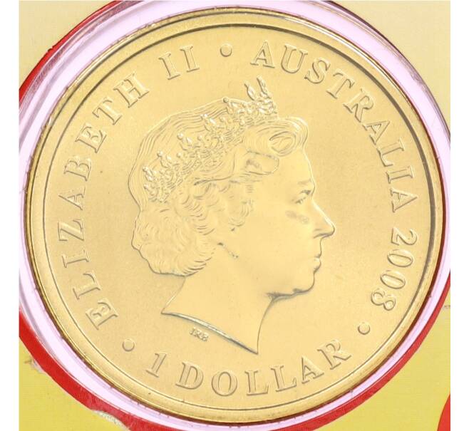 Монета 1 доллар 2008 года Австралия «Китайский гороскоп — Год мыши» (в конверте с марками) (Артикул: M2-91390) — Фото №2