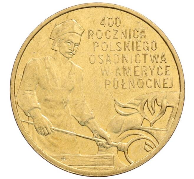 Монета 2 злотых 2008 года Польша «400 лет польским поселениям в Северной Америке» (Артикул: K10-10172) — Фото №1
