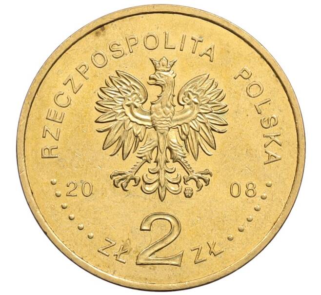 Монета 2 злотых 2008 года Польша «400 лет польским поселениям в Северной Америке» (Артикул: K10-10172) — Фото №2