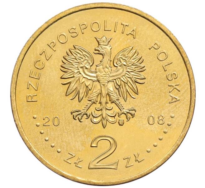 Монета 2 злотых 2008 года Польша «400 лет польским поселениям в Северной Америке» (Артикул: K10-10173) — Фото №2