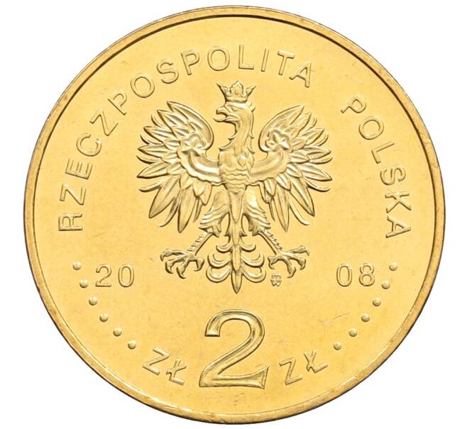 Монета 2 злотых 2008 года Польша «400 лет польским поселениям в Северной Америке» (Артикул: K10-10174) — Фото №2