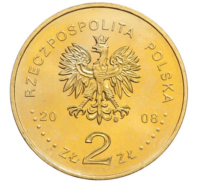 Монета 2 злотых 2008 года Польша «400 лет польским поселениям в Северной Америке» (Артикул: K10-10175) — Фото №2