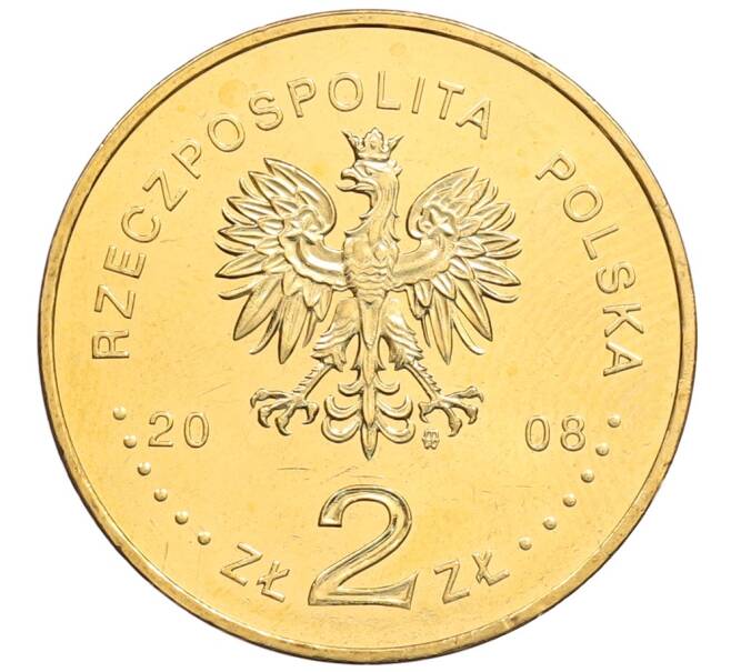 Монета 2 злотых 2008 года Польша «400 лет польским поселениям в Северной Америке» (Артикул: K10-10176) — Фото №2