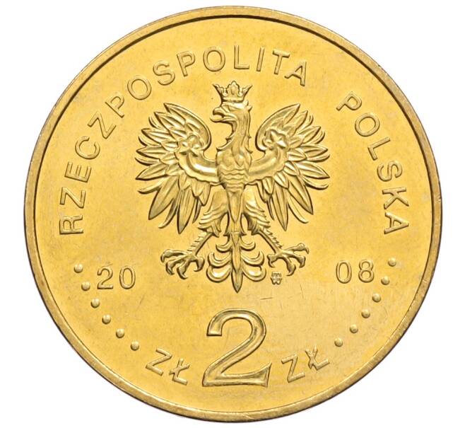 Монета 2 злотых 2008 года Польша «400 лет польским поселениям в Северной Америке» (Артикул: K10-10177) — Фото №2