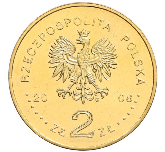 Монета 2 злотых 2008 года Польша «400 лет польским поселениям в Северной Америке» (Артикул: K10-10178) — Фото №2