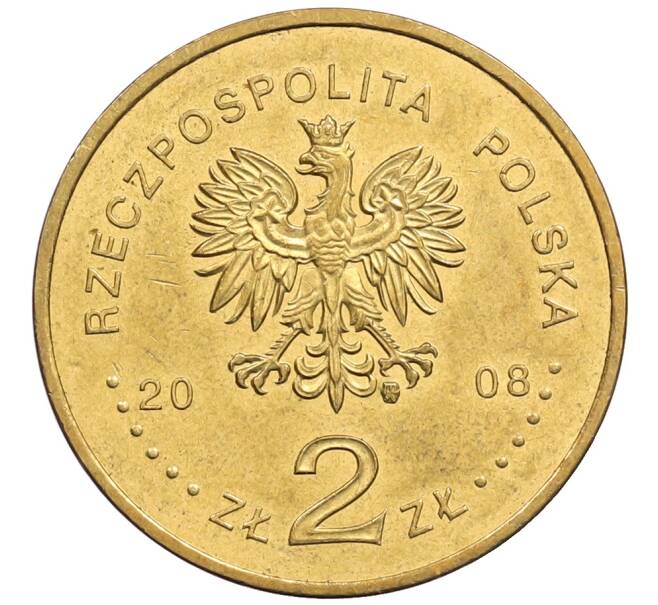 Монета 2 злотых 2008 года Польша «400 лет польским поселениям в Северной Америке» (Артикул: K10-10182) — Фото №2