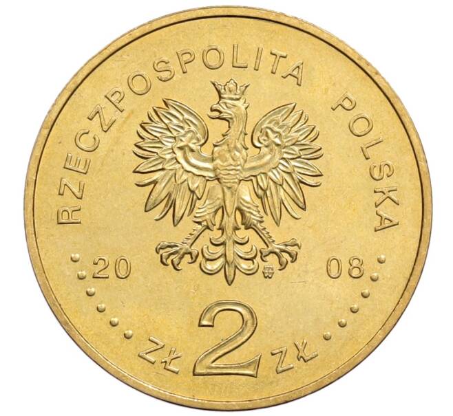 Монета 2 злотых 2008 года Польша «400 лет польским поселениям в Северной Америке» (Артикул: K10-10184) — Фото №2