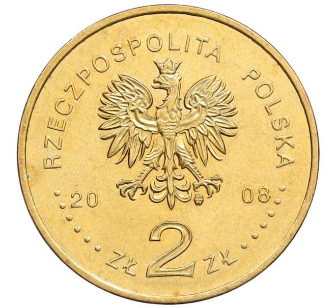 Монета 2 злотых 2008 года Польша «400 лет польским поселениям в Северной Америке» (Артикул: K10-10185) — Фото №2