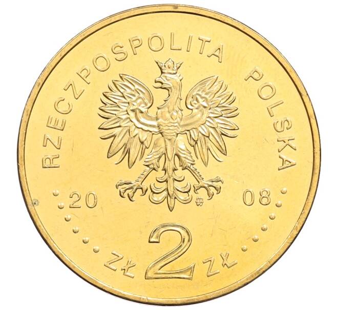 Монета 2 злотых 2008 года Польша «400 лет польским поселениям в Северной Америке» (Артикул: K10-10186) — Фото №2