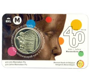 2,5 евро 2019 года Бельгия — 400 лет статуе «Писающий мальчик» (в блистере, надписи на лицевой стороне блистера на французском и немецком языке) — Фото №1