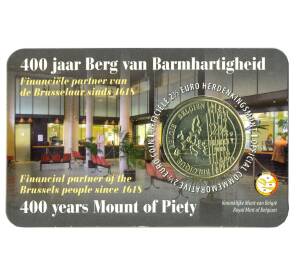 2,5 евро 2018 года Бельгия — 400 лет ломбарду Mont de Piete (в блистере, надписи на лицевой стороне блистера на французском и немецком языке) — Фото №2