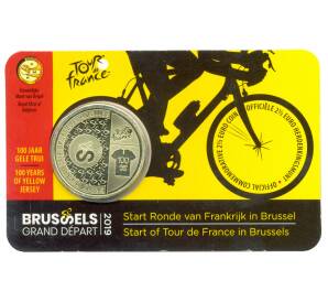 2,5 евро 2019 года Бельгия — Стартовый этап велогонки «Тур де Франс» в Брюсселе  (в блистере, надписи на лицевой стороне блистера на фламандском и английском языке) — Фото №1