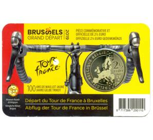 2,5 евро 2019 года Бельгия — Стартовый этап велогонки «Тур де Франс» в Брюсселе  (в блистере, надписи на лицевой стороне блистера на фламандском и английском языке) — Фото №2