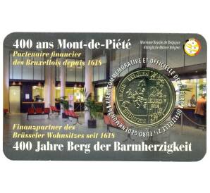2,5 евро 2018 года Бельгия — 400 лет ломбарду Mont de Piete (в блистере, надписи на лицевой стороне блистера на фламандском и английском языке) — Фото №2