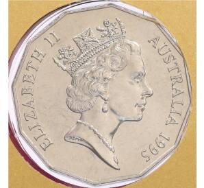 50 центов 1995 года Австралия «50 лет со дня окончания Второй Мировой войны» (в конверте с маркой) — Фото №2