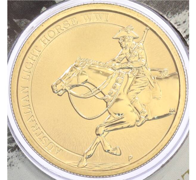 Монета 1 доллар 2017 года Австралия «100 лет австралийской легкой кавалерии» (в конверте с маркой) (Артикул: M2-91401) — Фото №1