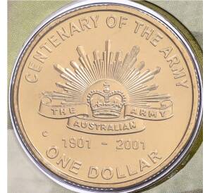 1 доллар 2001 года Австралия «100 лет армии» (в конверте с марками) — Фото №1