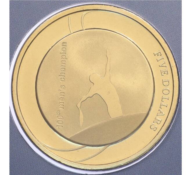 Монета 5 долларов 2012 года Австралия «100 лет Мужскому чемпионату Австралии по теннису» (в конверте с маркой) (Артикул: M2-91415) — Фото №1