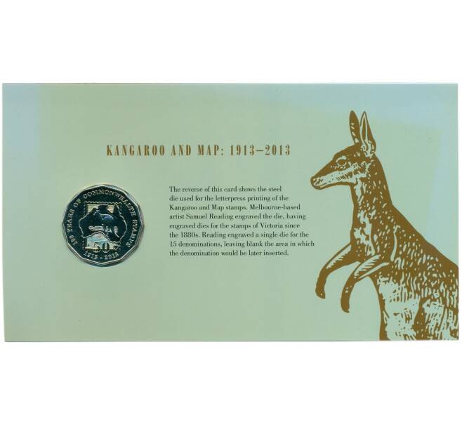 Монета 50 центов 2013 года Австралия «100 лет маркам Содружества» (в блистере) (Артикул: M2-91419)