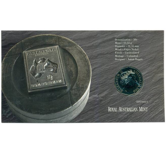Монета 50 центов 2013 года Австралия «100 лет маркам Содружества» (в блистере) (Артикул: M2-91419)