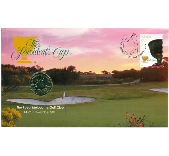 Монета 1 доллар 2011 года Австралия «Президентский Кубок — Австралия 2011» (в конверте с маркой) (Артикул: M2-91421)