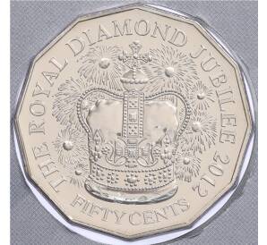 50 центов 2012 года Австралия «60 лет вступлению на престол Королевы Елизаветы II» (в конверте с марками) — Фото №1