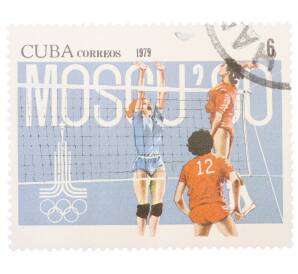 Почтовая марка 6 сентаво 1979 года Куба «Летние Олимпийские игры 1980 года в Москве — Волейбол»