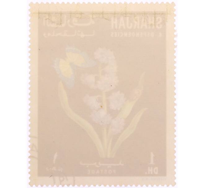 Почтовая марка 1 дирхам 1967 года Шарджа «Цветы и бабочки — Пролеска (Scilla)» (Артикул: K8-0452) — Фото №2