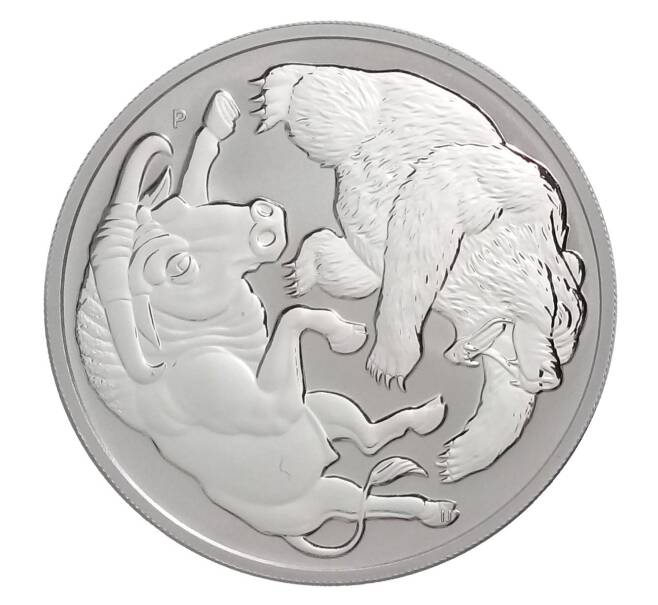 Монета 1 доллар 2020 года Австралия — Бык и медведь (Артикул M2-33616)