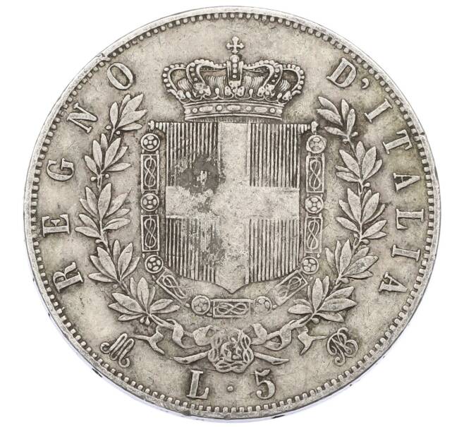 Монета 5 лир 1869 года M Италия (Артикул: M2-91507) — Фото №2