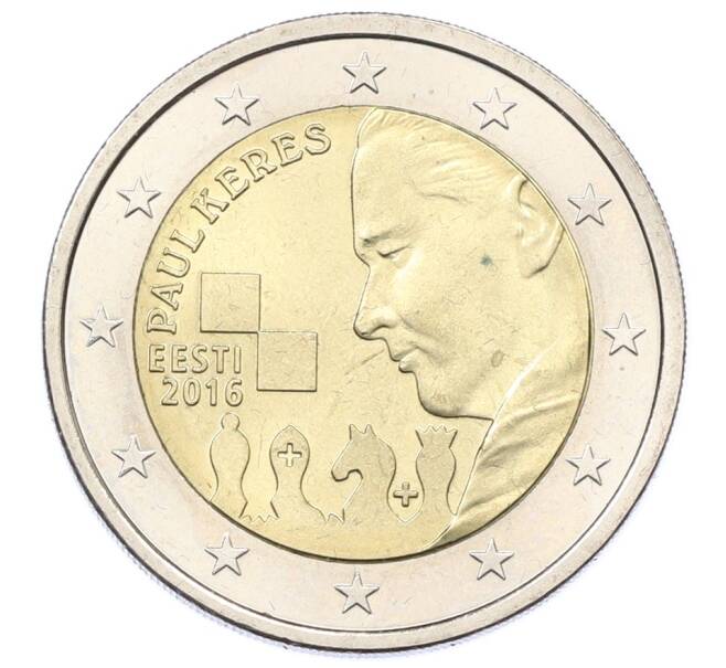 Монета 2 евро 2016 года Эстония «100 лет со дня рождения Пауля Кереса» (Артикул: T11-30619) — Фото №1