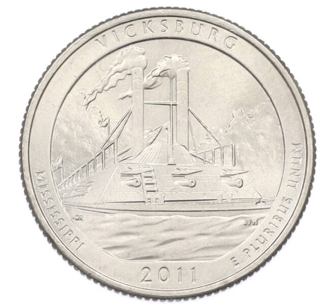 Монета 1/4 доллара (25 центов) 2011 года P США «Национальные парки — №9 Национальный парк Виксбург» (Артикул: T11-30862) — Фото №1