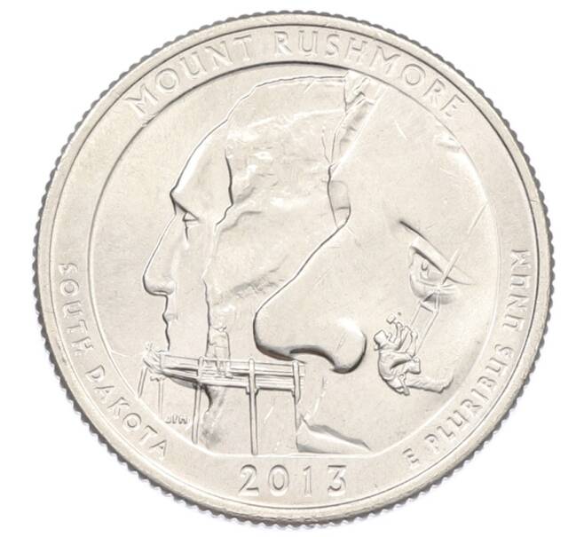 Монета 1/4 доллара (25 центов) 2013 года D США «Национальные парки — №20 Национальный мемориал Маунт-Рашмор» (Артикул: T11-30872) — Фото №1