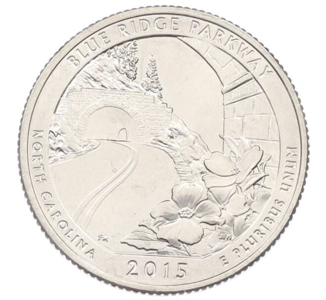 Монета 1/4 доллара (25 центов) 2015 года D США «Национальные парки — №28 Национальная автомагистраль Блу-Ридж» (Артикул: T11-30883) — Фото №1