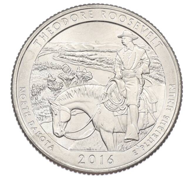 Монета 1/4 доллара (25 центов) 2016 года P США «Национальные парки — №34 Национальный парк Теодор-Рузвельт» (Артикул: T11-30890) — Фото №1