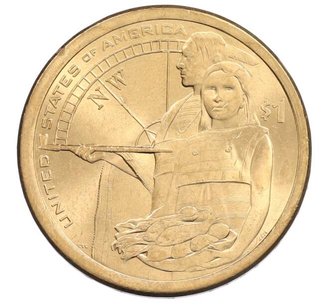 Монета 1 доллар 2014 года (P) США «Коренные американцы (Сакагавея) — Помощь индейцев экспедиции Льюиса и Кларка» (Артикул: T11-31071) — Фото №1
