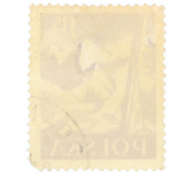 Почтовая марка 1.15 злотых 1956 года Польша «Лыжи и горы» (Артикул: P2-0907) — Фото №2