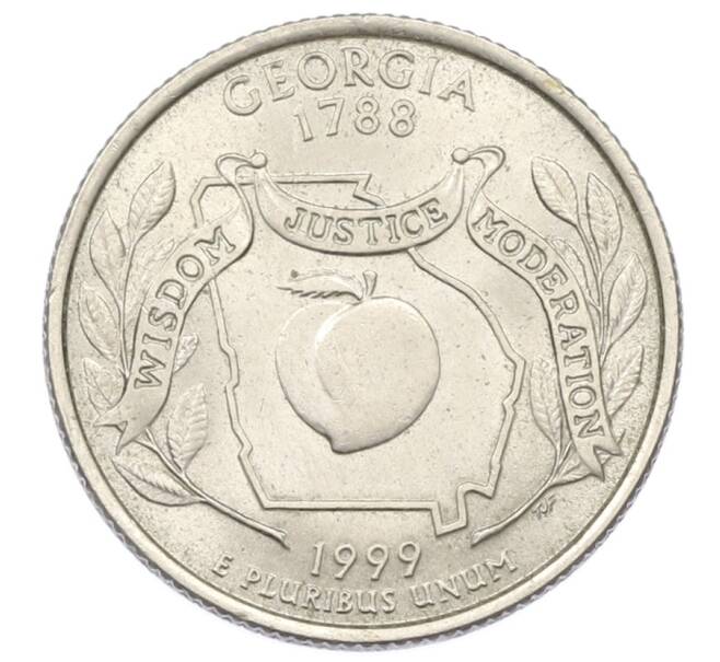 Монета 1/4 доллара (25 центов) 1999 года P США «Штаты и территории — Джорджия» (Артикул: T11-31279) — Фото №1