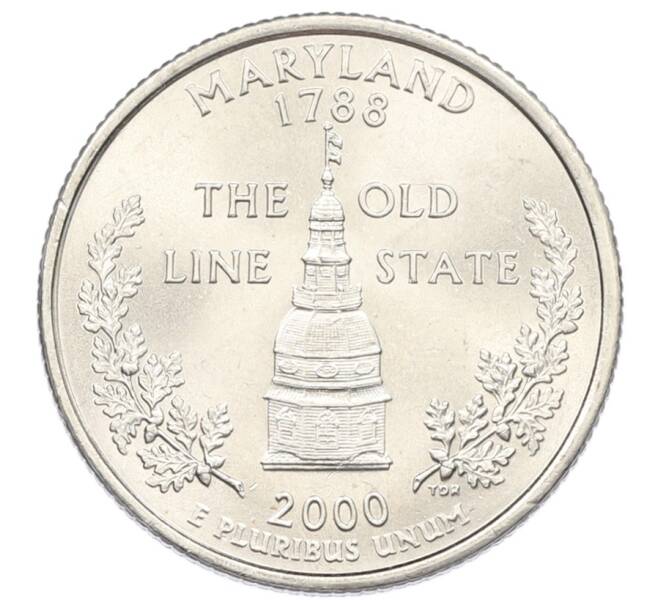 Монета 1/4 доллара (25 центов) 2000 года P США «Штаты и территории — Мэриленд» (Артикул: T11-31282) — Фото №1