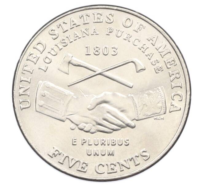Монета 5 центов 2004 года D США «200 лет экспедиции Льюиса и Кларка — Приобретение Луизианы» (Артикул: T11-31338) — Фото №1